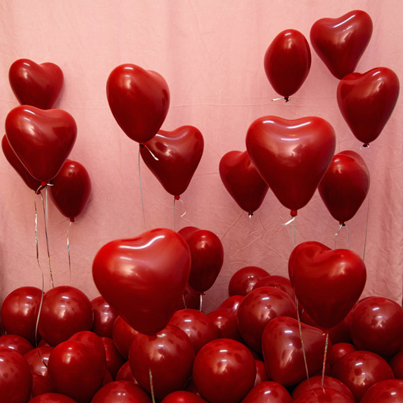 Heart-shaped Pomegranate Red Rubber Balloons