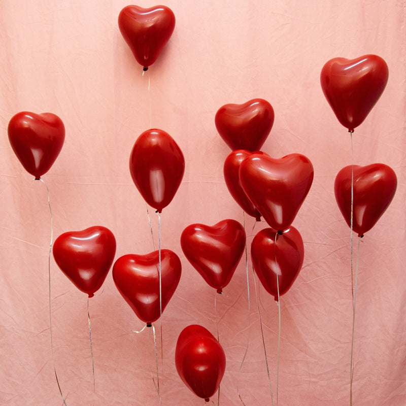 Heart-shaped Pomegranate Red Rubber Balloons