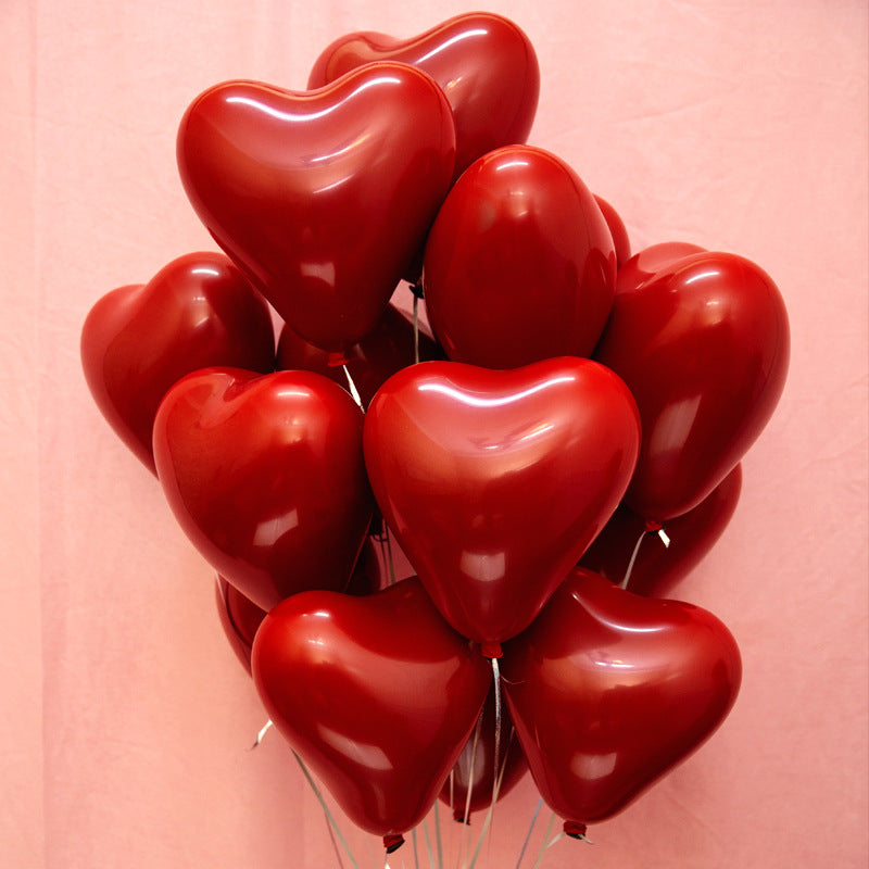 Heart-shaped Pomegranate Red Rubber Balloons