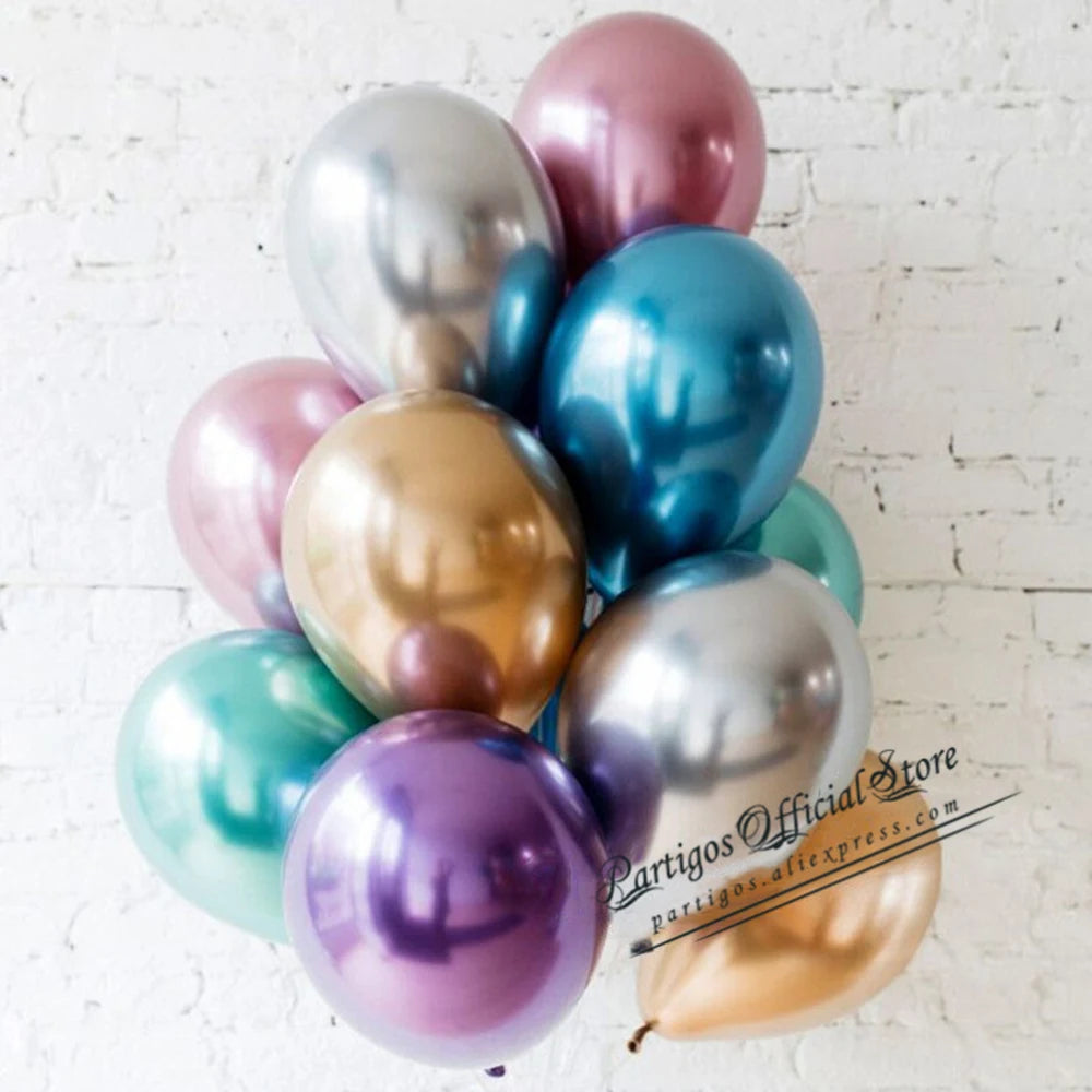 10pcs 5/10/12inch Glossy Metal Pearl Latex Balloons Thick Chrome Metallic Colors Helium Air Balls Globos Birthday Party Decor