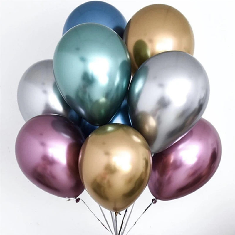 10pcs 5/10/12inch Glossy Metal Pearl Latex Balloons Thick Chrome Metallic Colors Helium Air Balls Globos Birthday Party Decor