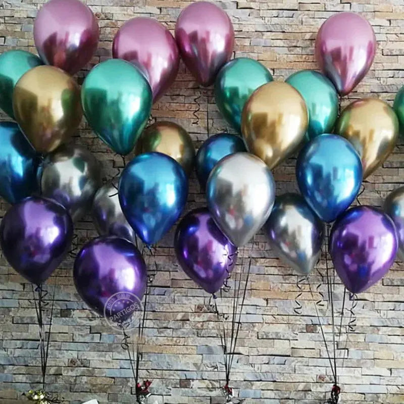 10pcs 5/10/12inch Glossy Metal Pearl Latex Balloons Thick Chrome Metallic Colors Helium Air Balls Globos Birthday Party Decor