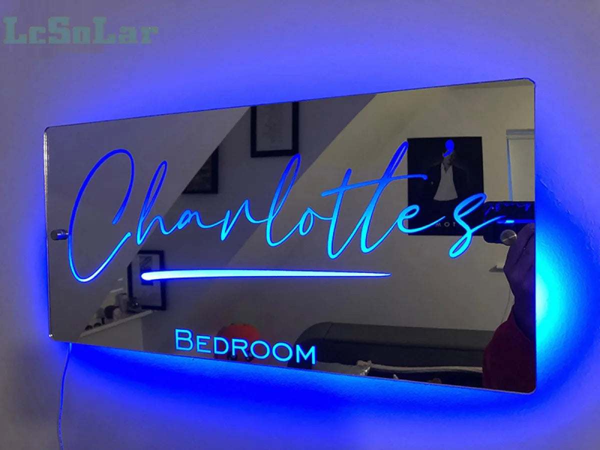 Acrylic Luminous Mirror Light Up Name Mirror 12 Color LED Name Illuminated mirror Personalized Family Name Valentines Gift