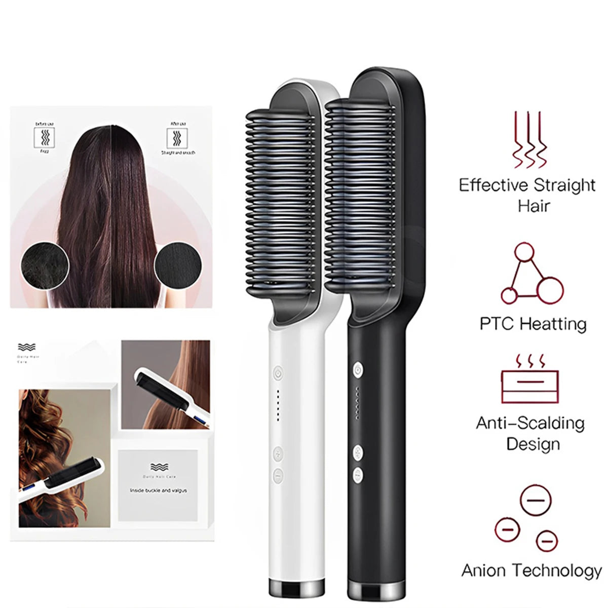 Hair Straightener Hot Comb Curling Iron Multi-speed Negative Ion Hair Straightener Styling Comb Anti Scald Hair Straightener