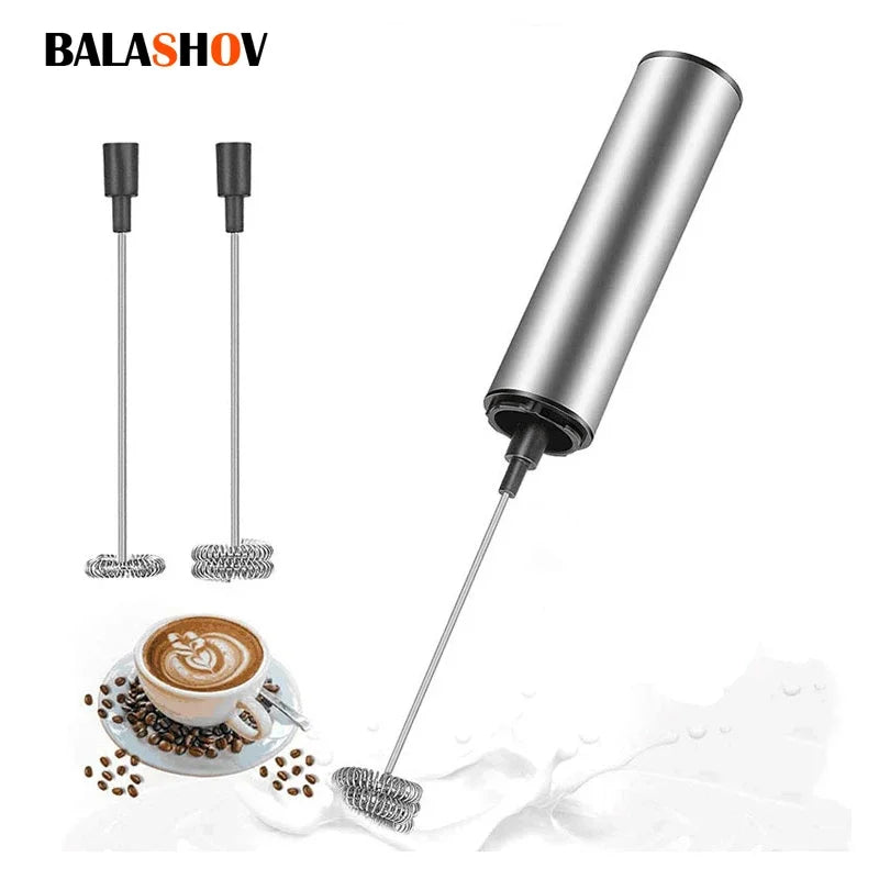 Electric Milk Frother Maker Wireless Handheld Stainless Steel Coffee Cappuccino Spring Foam USB Egg Beater Portable Blender