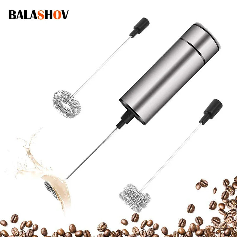 Electric Milk Frother Maker Wireless Handheld Stainless Steel Coffee Cappuccino Spring Foam USB Egg Beater Portable Blender