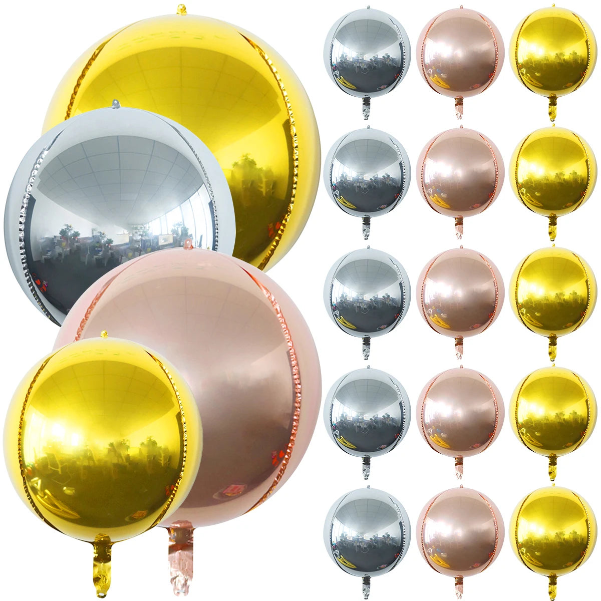 10Pcs 12/18/22in 4D Round Foil Balloons Big Size Globos Metallic Shiny Adult Children Favor Gift Wedding Birthday Party Decor