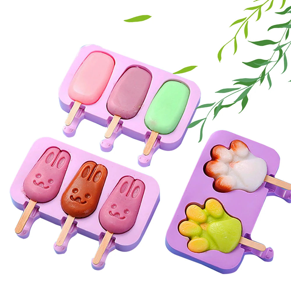 Silicone Ice Cream Mold Popsicle Molds with Lid DIY Homemade Ice Lolly Mold Ice Cream Popsicle Ice Pop Maker Mould