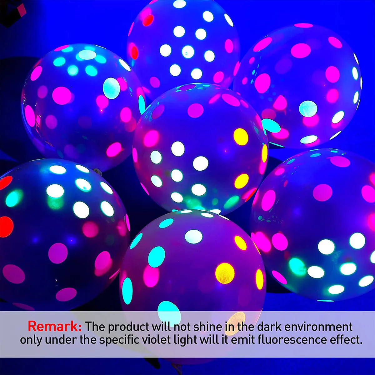 90Pcs Neon Balloons 12” UV Neon Glow Balloons Reusable Polka Dot Blacklight Balloons Glow in the Dark Latex Balloon Blacklight