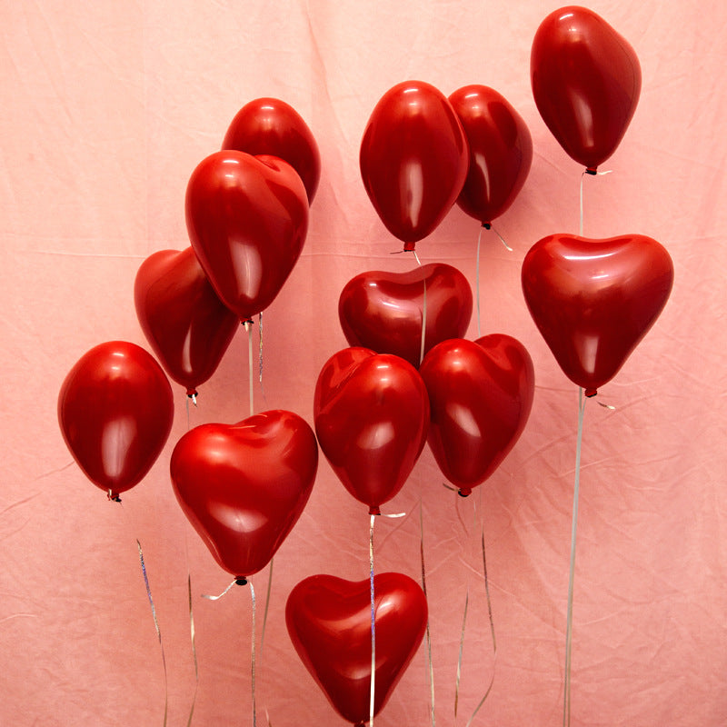 Heart-shaped Pomegranate Red Rubber Balloons